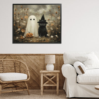 Estampe numérique fantôme et chat noir, design par Arlington Prints