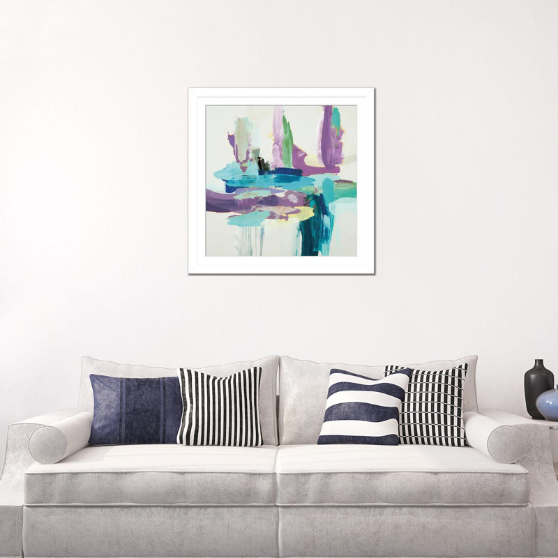 Synergy II - bleu et mauve, Cadre blanc à coins ouverts, H 24 po x l 24 po