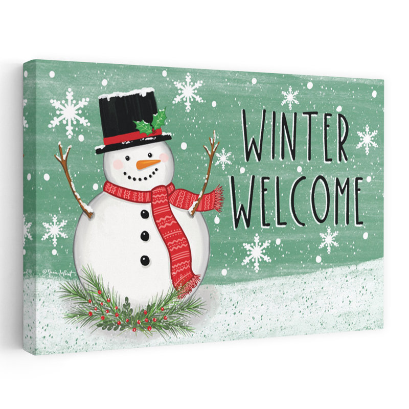 «Winter Welcome», art contemporain abstrait d'hiver, H 24 po x l 36 po