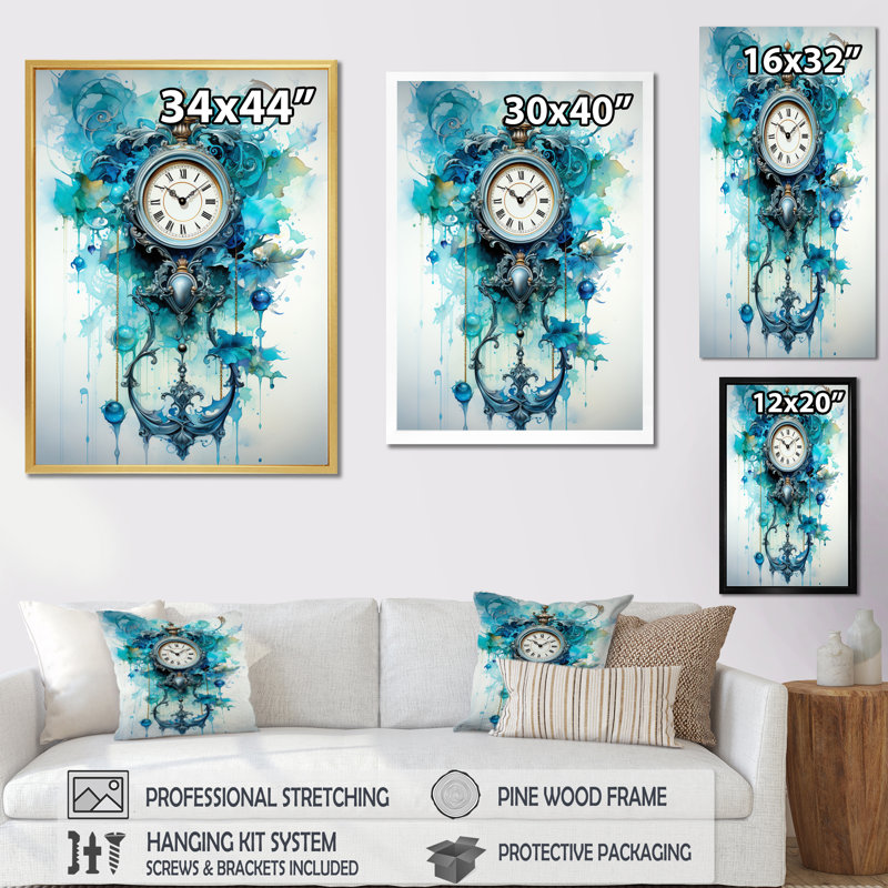 " Clock Time In Motion I ", Black Floater Framed, 20" H x 12" W x 1" D