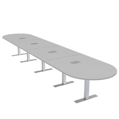 Racetrack Shaped Conference Table with Metal T Base | Electrical Unit