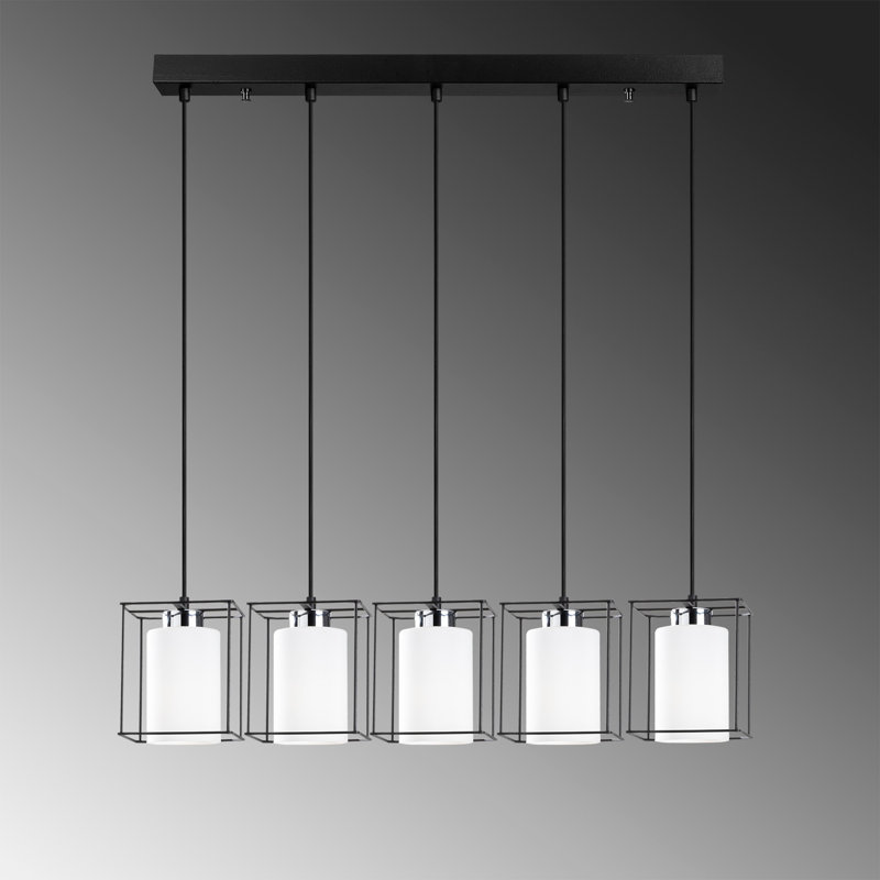 Lustre scandinave noir, 33,5 po x 44,5 po | Corps en fer durable, hauteur réglable | 5 x douilles E27, 40 W maximum | Élégant luminaire pour décoration intérieure moderne, design élégant et fonctionnel