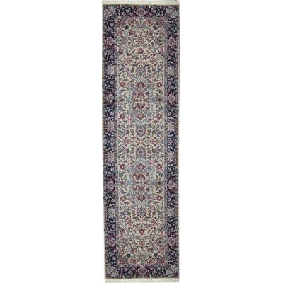 Wool Oriental Area Rug in Beige/Light Plum/Green