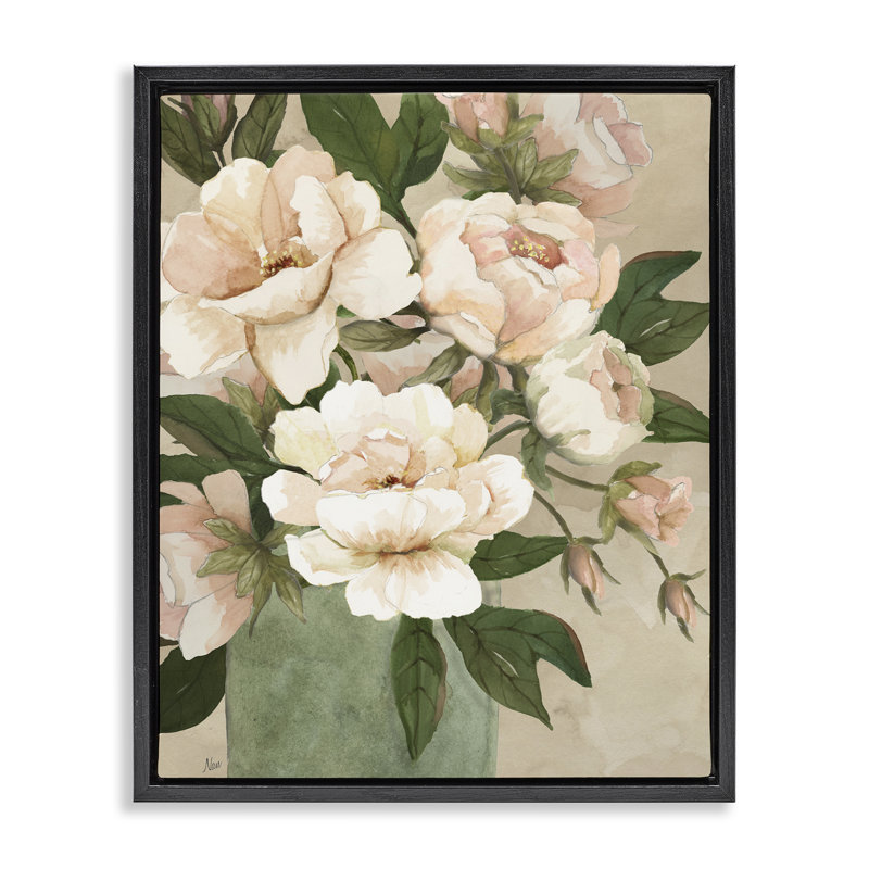 Chic Elegant Rose Bouquet, Jet Black Floater Frame, 21" H x 17" W