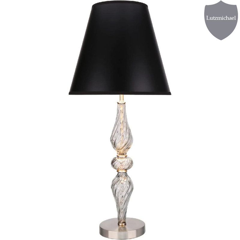Lampe de table transitionnelle en métal / verre 29 po Zarrukh, Noir