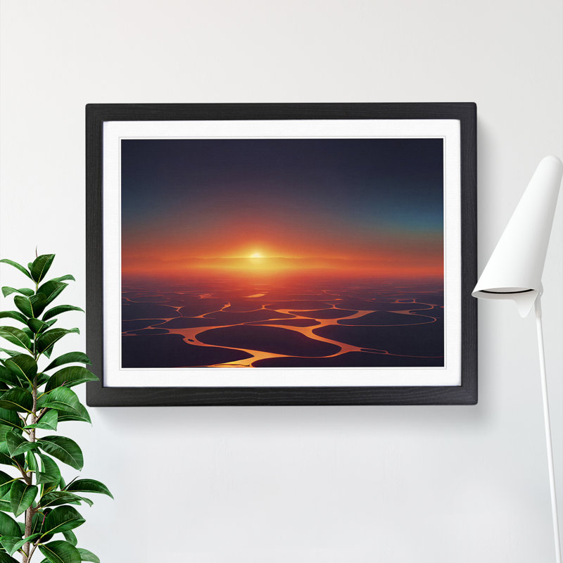 Eccentric Seascape At Sunset - Single Picture Frame Print, Black Frame, 34cm H x 46cm W x 2cm D
