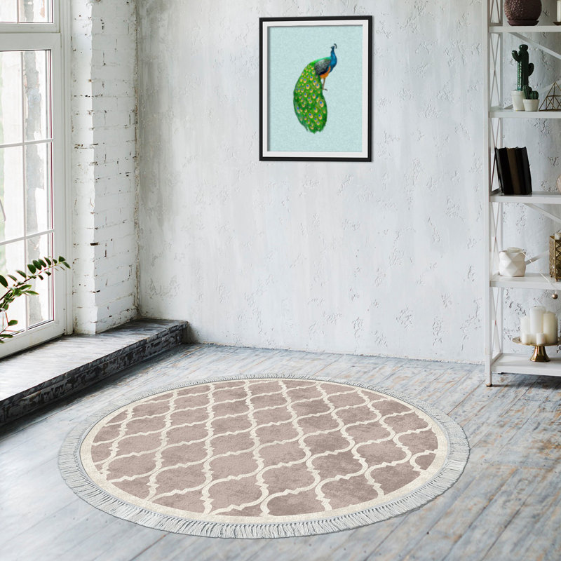 Tapis géométrique brun / beige Atchison, Tapis de couloir 3 pi 3 po x 9 pi 10 po