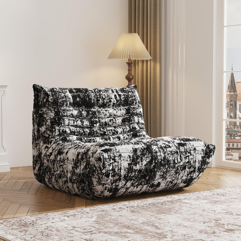 38" W Bean Bag Chair Sofa No-assembly Teddy Fabric Sofa Perfect For Bedroom, Study, Or Living Room, Zebra Teddy