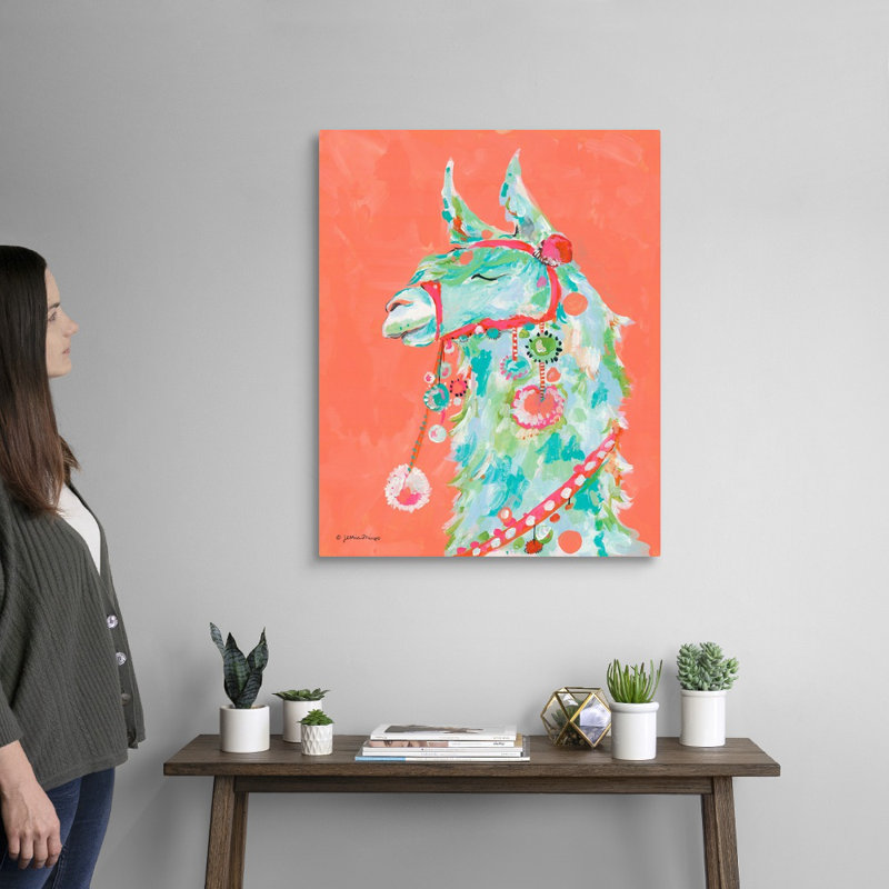 « Tito the llama » par Jessica Mingo, reproduction d’art sur toile, H 30 po x l 24 po x P 1,25 po, Toile tendue