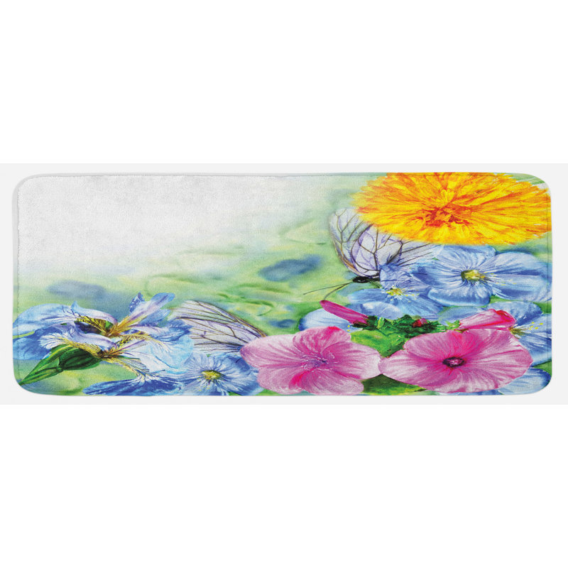 Tapis de cuisine à fleur aquarelle