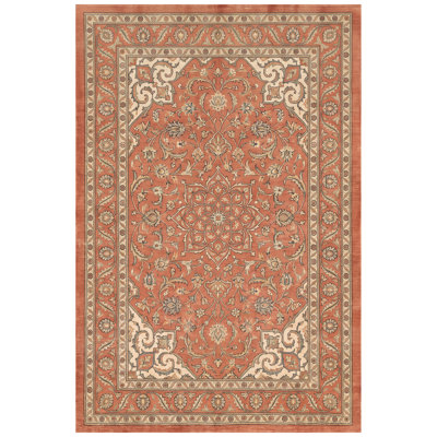 Lavender Traditional Medallion Persian Style Orange Ivory Gold Green Gray Non-Slip Low Pile Indoor Outdoor Pet Friendly Living Room Bedroom Dining Room Entryway Hallway Office Washable Rug