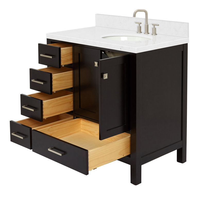  Meuble-lavabo simple 36,25 po avec comptoir en quartz, Espresso