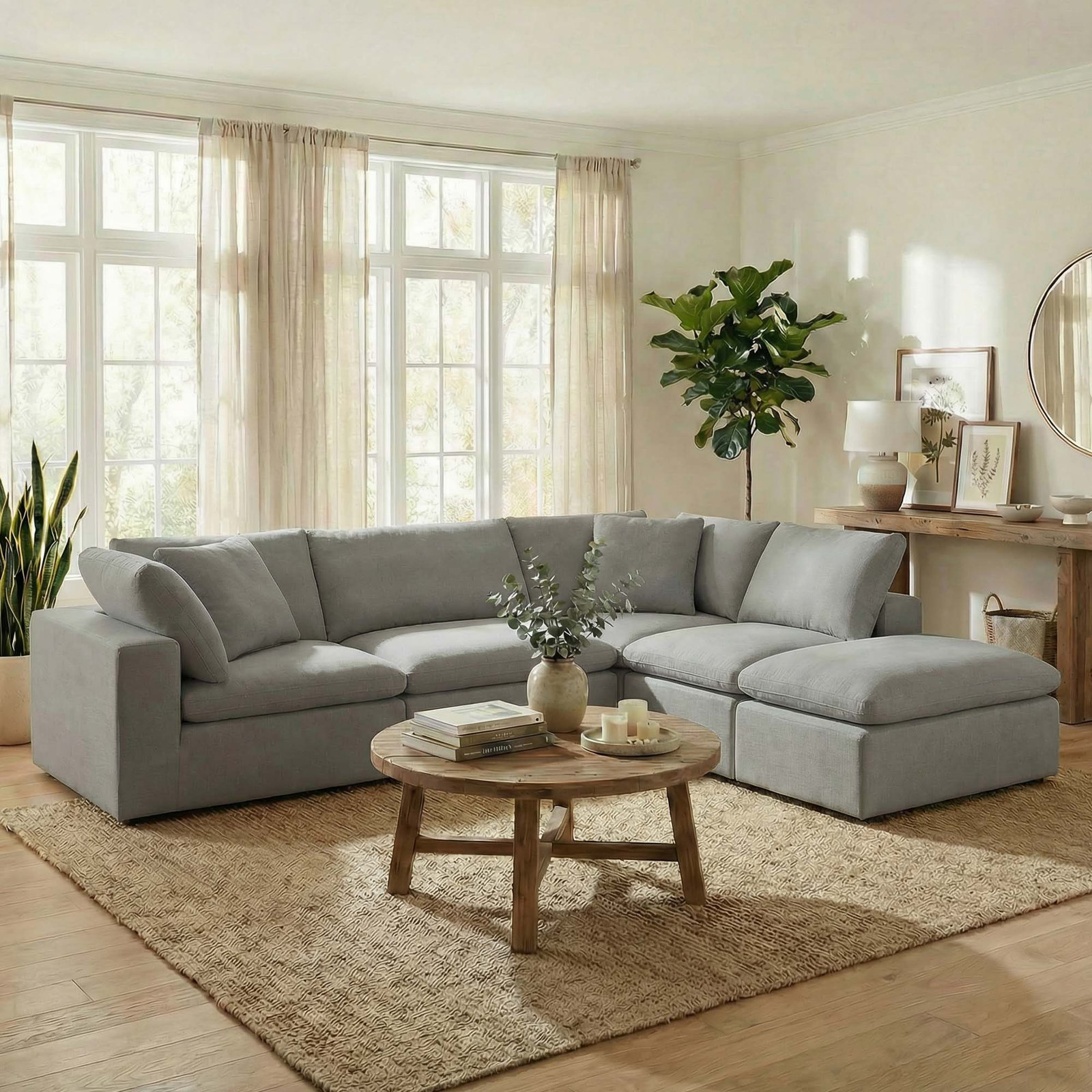 Calana Modular Sectional, Slate, 5 Piece