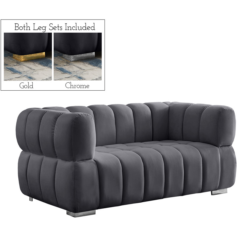 Tavarez Upholstered 68'' Loveseat, Grey Velvet