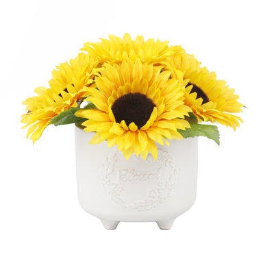 Arrangement floral tournesol béni en pot