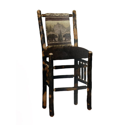 Upholstered Cotton Blend Counter Stool with Solid Wood Frame
