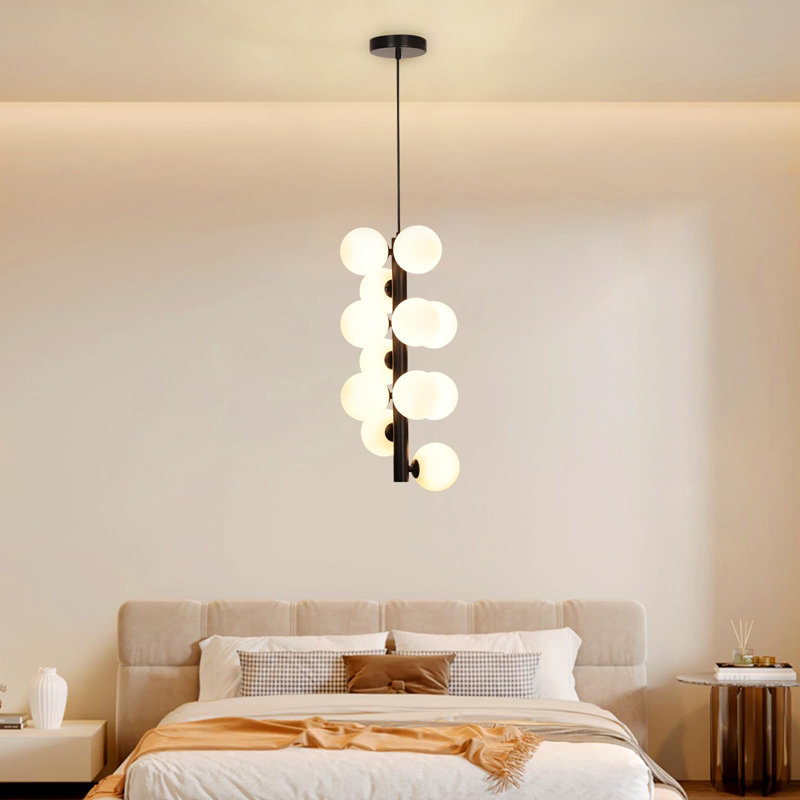 Lustre spoutnik linéaire 9,54 "avec 12 lumières, Noir