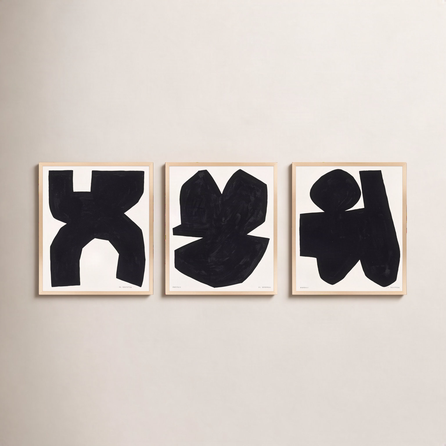 Shauna "Module on White" 3-Piece Painting Set, 20" H x 16" W x 1.25" D, Brown
