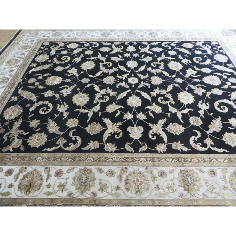 Tapis de surface 12' x 15'2" one-of-kind noué la black Adarsh
