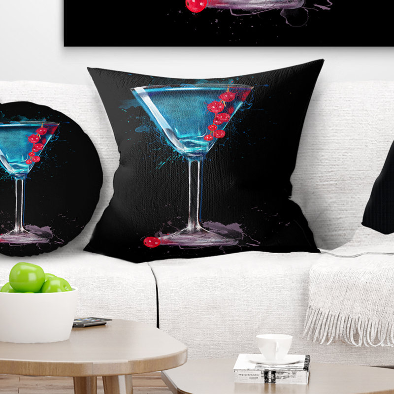 Margarita cocktail avec coussins à baies, 16 po x 1 po, Coussin décoratif