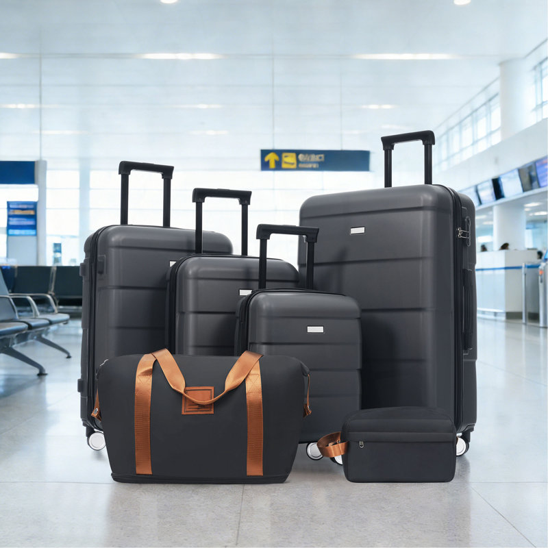 Ensemble de 6 valises rigides avec 2 sacs Hardshell, légères 16 "+ 20" + 24 "+ 28", Charcoal