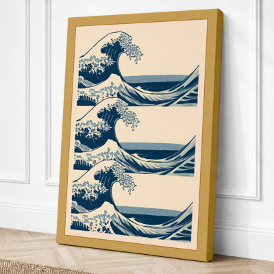 Great Wave Triptych Japandi - Wrapped Canvas