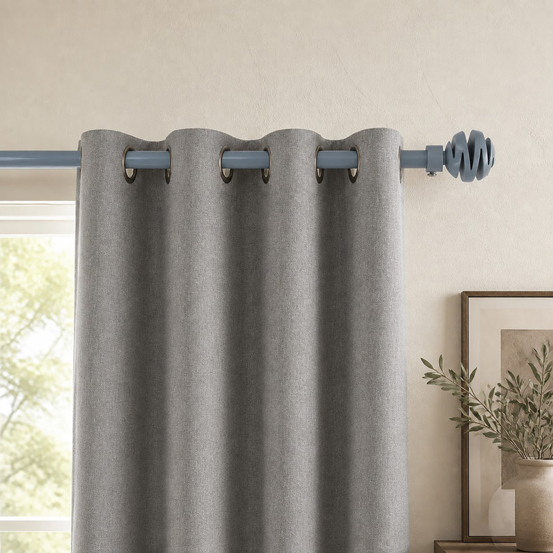 Tringle à rideaux simple réglable avec embouts en spirale Villalouise (50 à 82 pouces), Gris