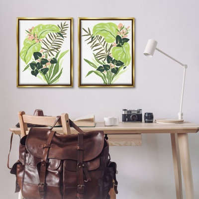 " Abstract Tropical Blooms Floater Frame " by June Erica Vess 2 - Pieces