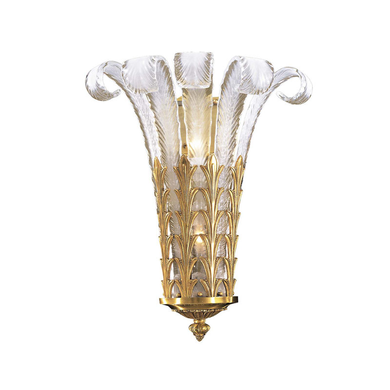 Glass Flush Mounted Sconce, French Gold