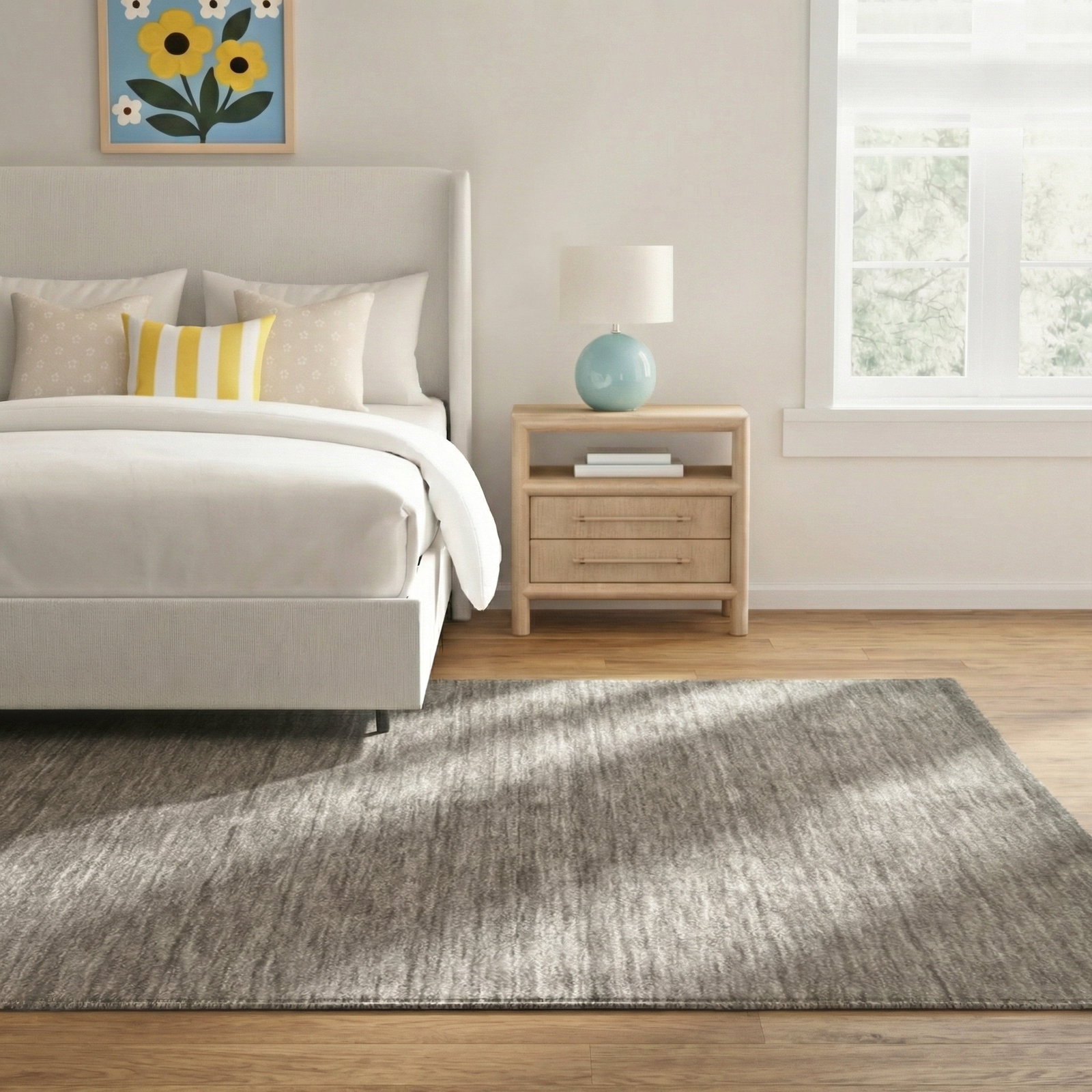 Lineville Dark Gray Hand-Woven Wool Rug, Rectangle 8' x 11'