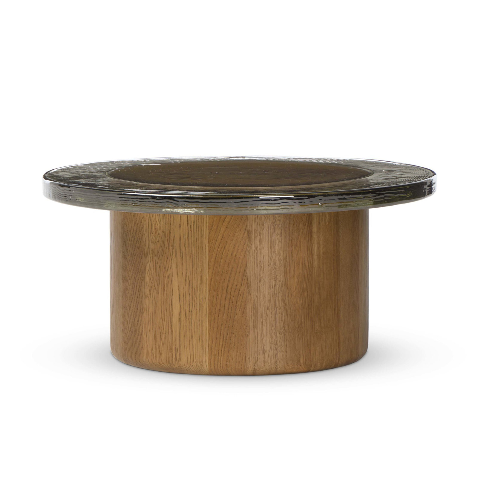 Jumelle 30" Glass Oak Coffee Table, Clear Cast Glass