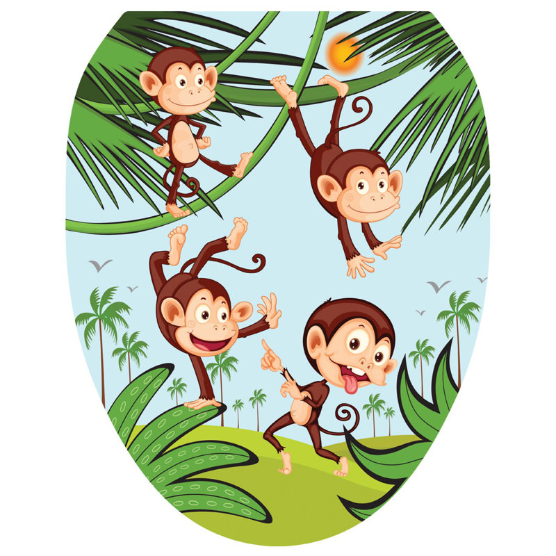 Adhésif décoratif de siège de toilette pour enfants singe - Toilette pour enfants, Allongé
