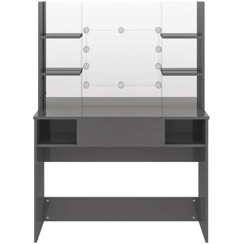 Wafrt Dressing Table with Mirror, Shining Grey