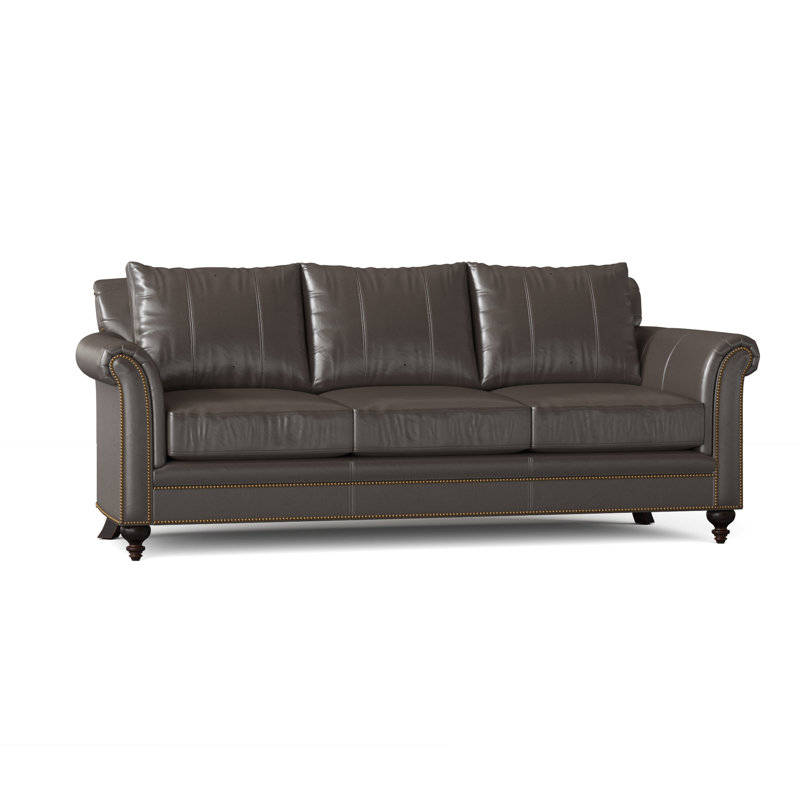 Richardson Sofa, Aline Fumo Genuine Leather, Mahogany, French Natural
