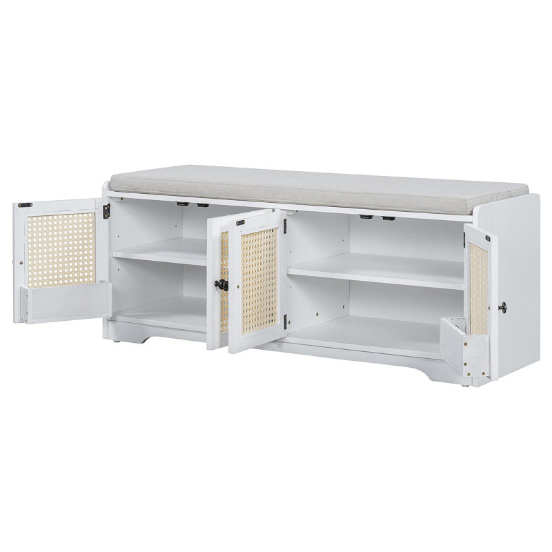 Banc de rangement Rustic, Blanc