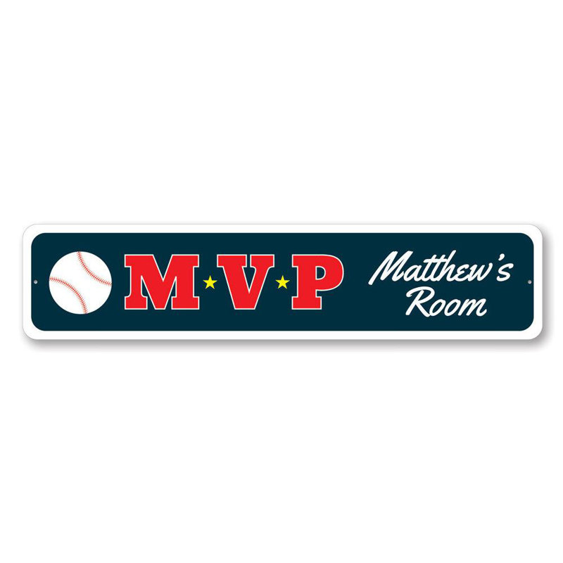 Plaque de baseball personnalisée en aluminium, H 6 po x l 24 po x P 0,06 po