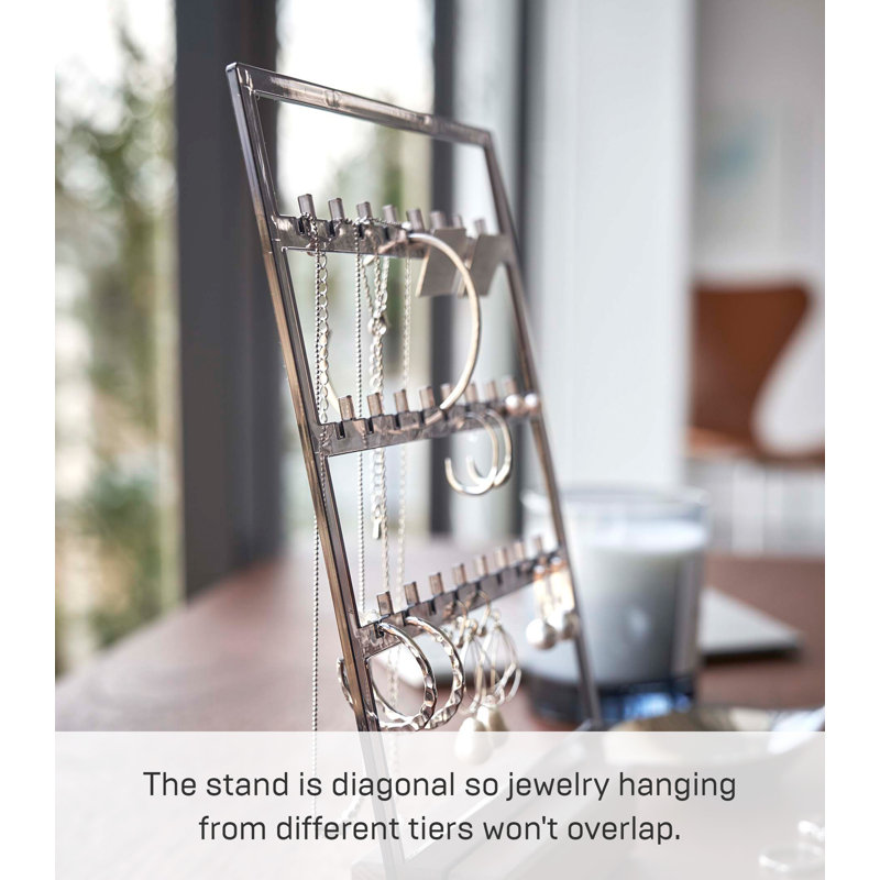 Slim Walnut Wood Jewelry Organizer for Women