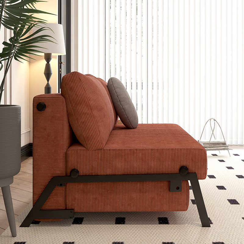 Canapé-lit en velours côtelé rouge, 61.02"W*35.43"D*34.25"H
