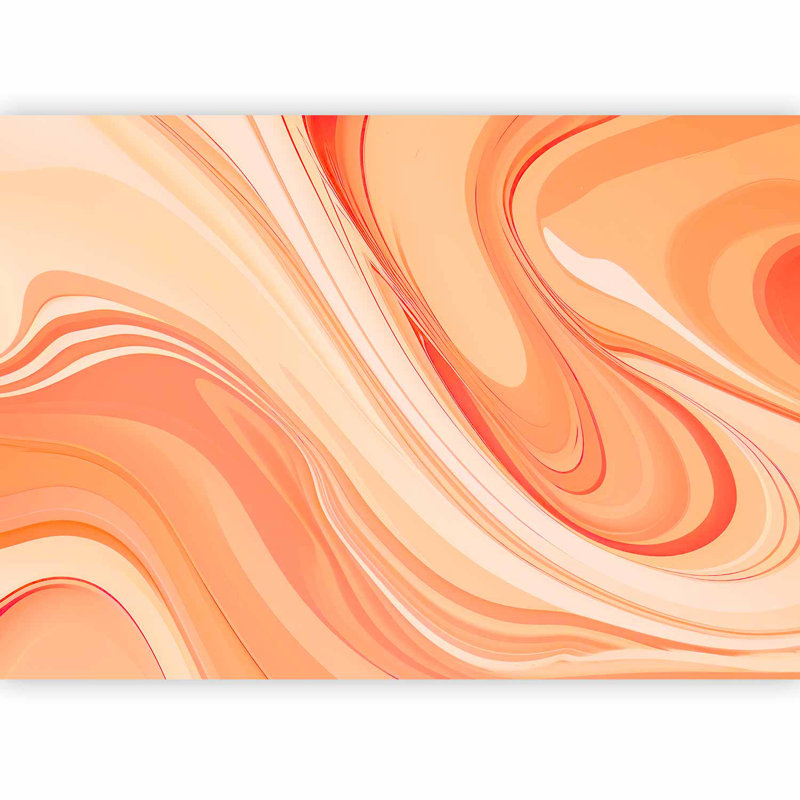 Abstract Wallpaper Wall Mural - Modern Peach Lines, 100" L x 137" W
