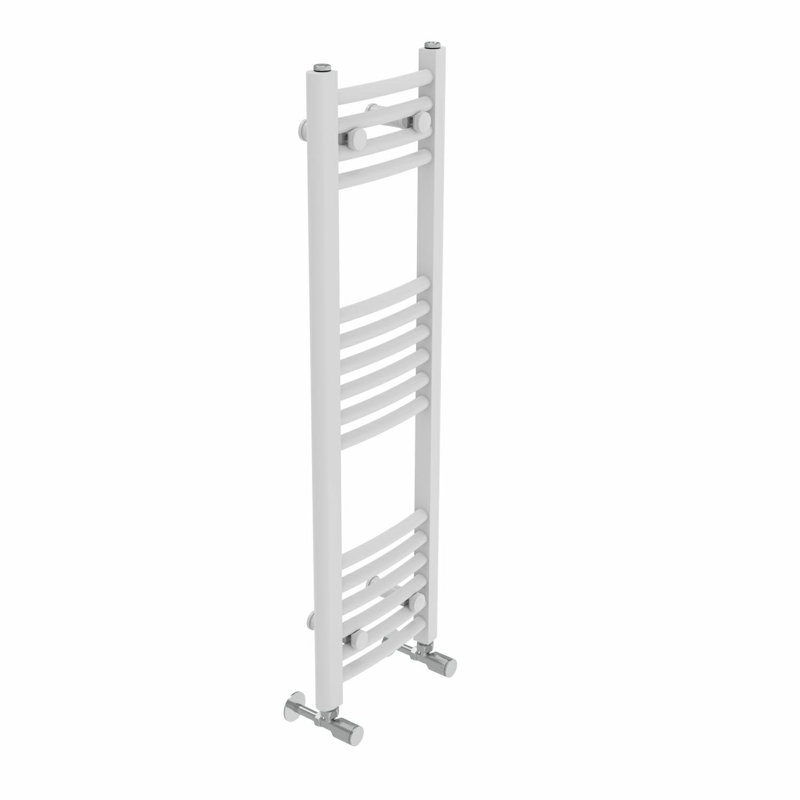 Cano Curved Heated Towel Rail Radiator Bathroom Ladder Warmer, 100cm H x 30cm W x 3.4cm D, White