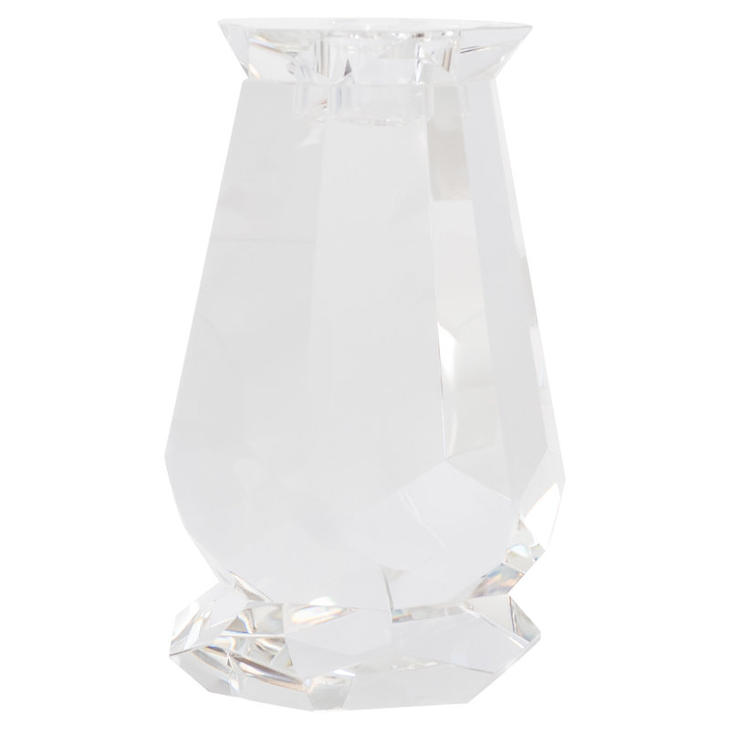 Bougeoir de table en cristal à facettes, H 6,5 po x l 3,75 po x P 3,75 po