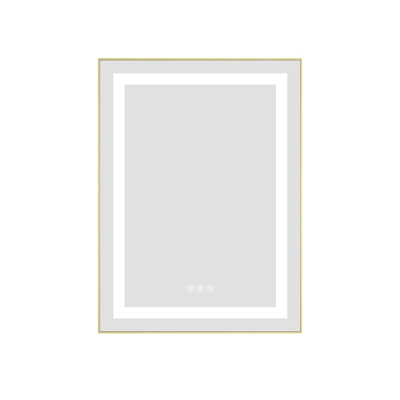 LED Bathroom Mirror with Front-lit, 3 Colors Temperature & Dimmable Light, Gold, 20" x 30"