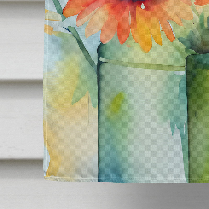 Gerbera dans un drapeau de maison aquarelle