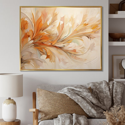 " Beige Yellow Whirling Leaves I "