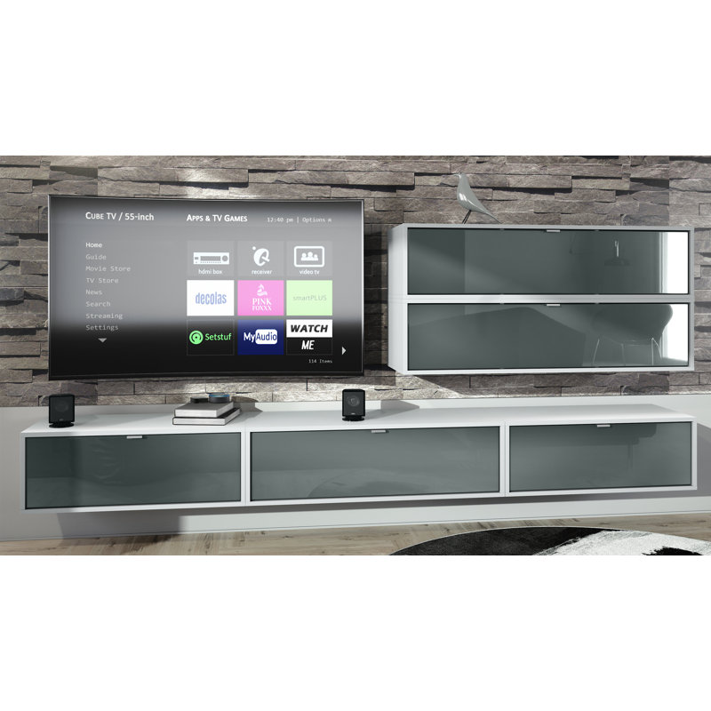 Mccarron Unfinished Entertainment Centre for TVs up to 55", White/Grey High Gloss