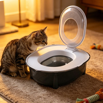Dispositif d'entraînement pour toilette à chasse d'eau Kitty, gris