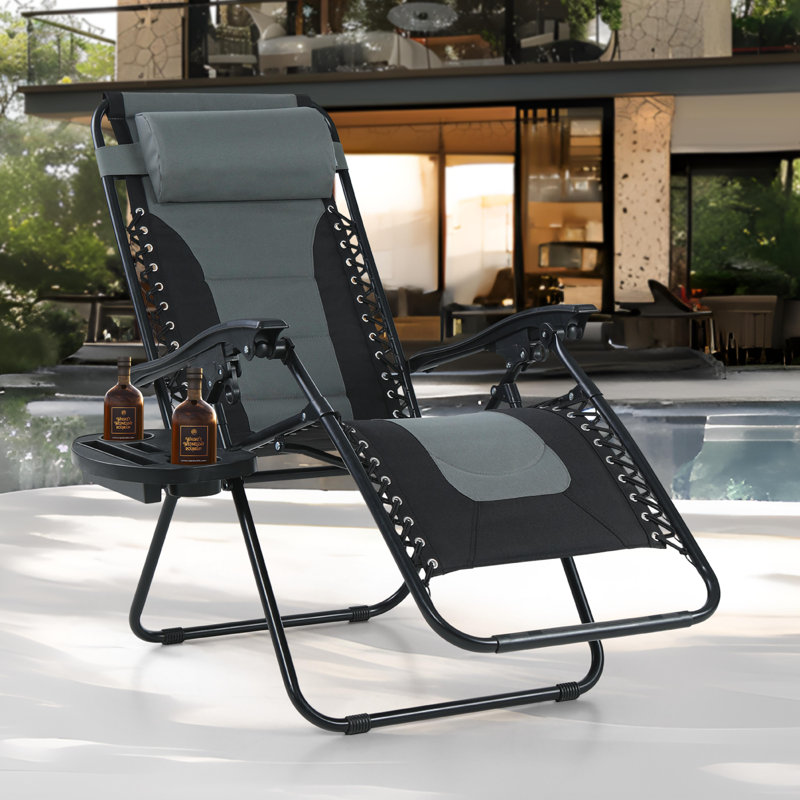 Folding Recliner Chair, Gray