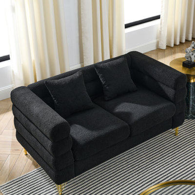 Canapé modulaire 2 places pour le salon - Tissu et coussins, note confortable de 60 pouces Nuance