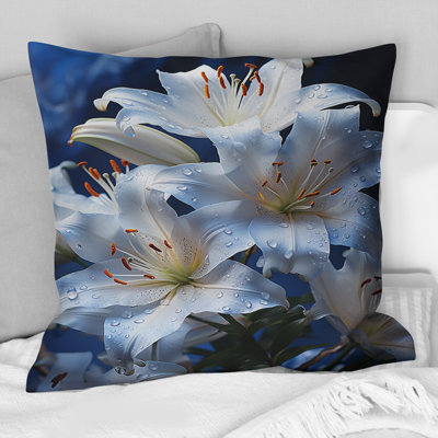 Flowers Serenity In White - Flowers Printed Throw Pillow