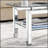 Rectangle Tempered Glass Coffee Table for Living Room, Modern Side Table with Mirrored Stainless Legs and Lower Shelf, Silver